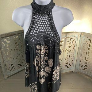 Charcoal Grey Tank with Knit Trim